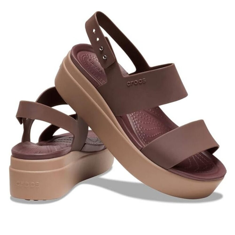 Crocs Women’s Brooklyn Low Wedges Platform Sandals - Mocha/Mushroom Size 6
